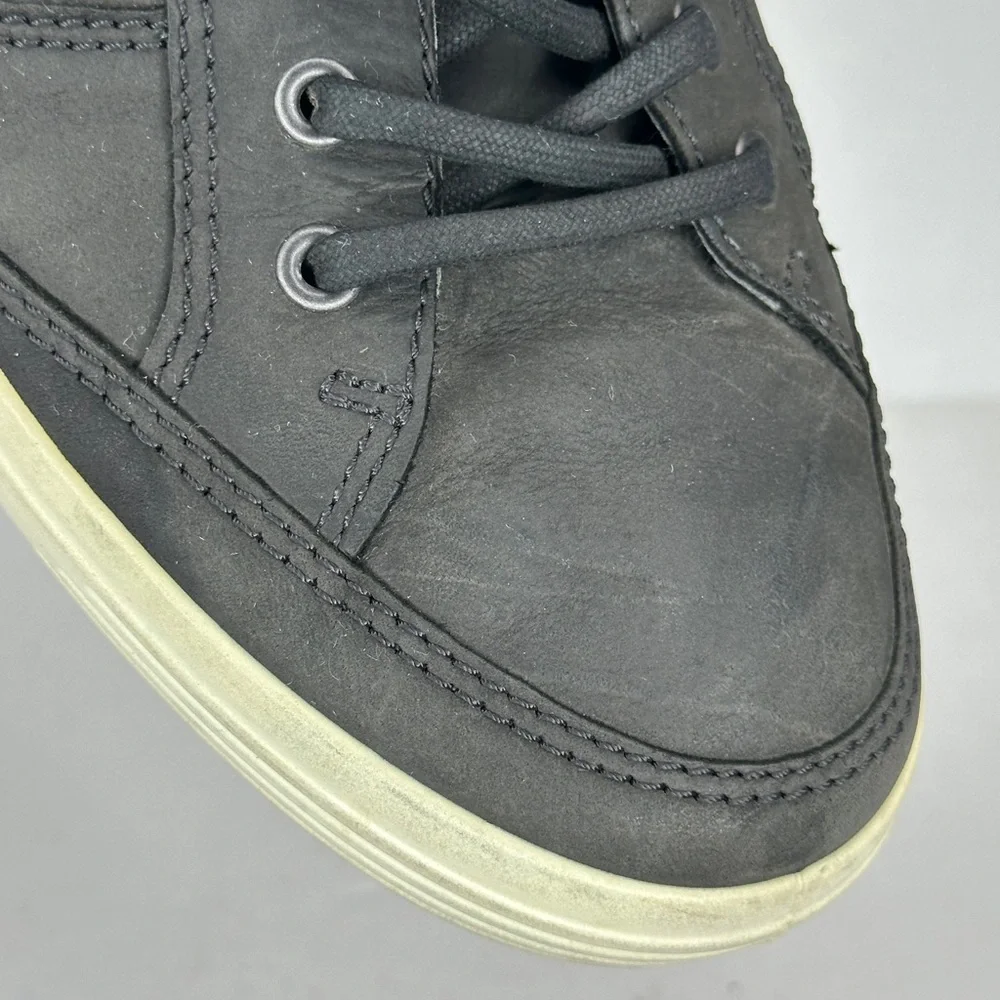 ECCO Soft 7 Sneakers Black Casual‎ Leather Lace Up Low Top Sz 12